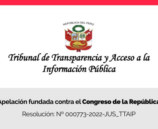 Tribunal de Transparencia declara fundada apelación contra el Congreso de la República