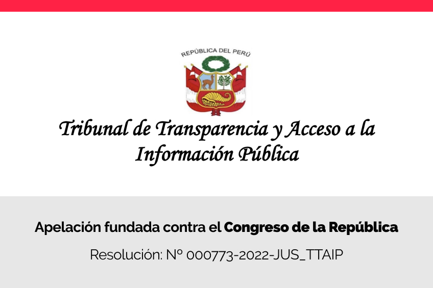 Tribunal de Transparencia declara fundada apelación contra el Congreso de la República