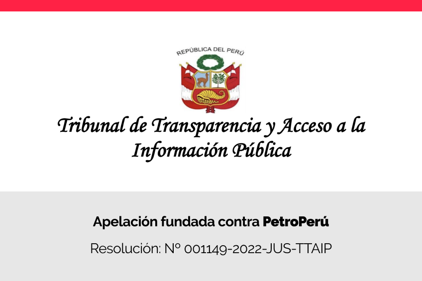 Tribunal de Transparencia declara fundada apelación de Centro Liber contra PetroPerú
