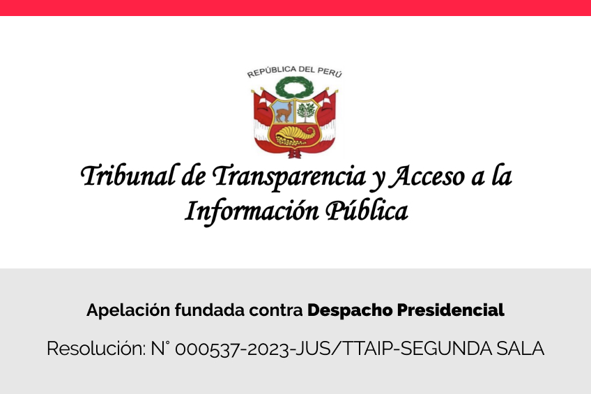 Tribunal de Transparencia declara fundada apelación de Centro Liber contra Despacho Presidencial