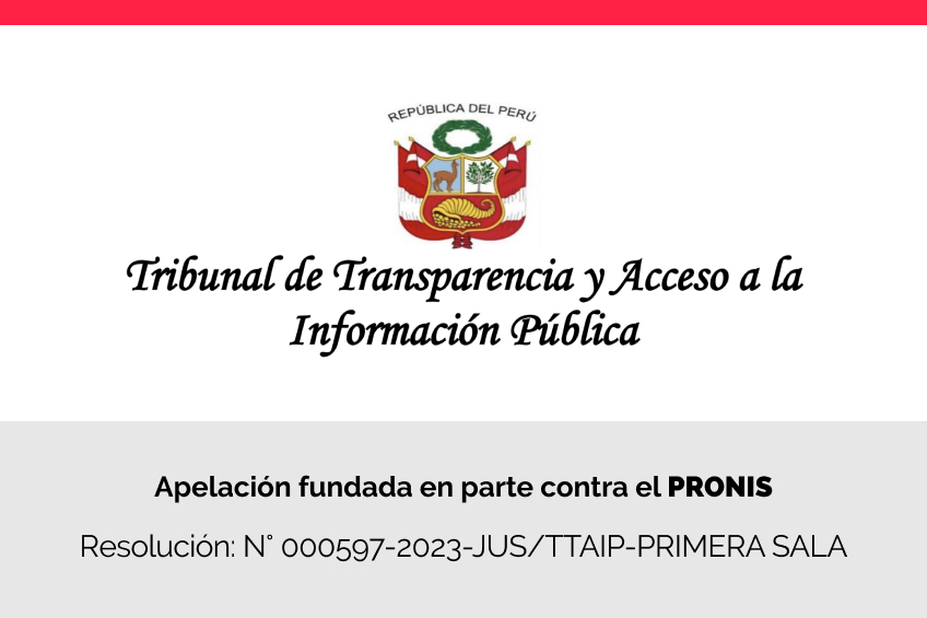 Tribunal de Transparencia declara fundada en parte apelación de Centro Liber contra el PRONIS