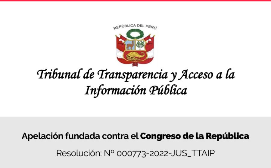 Tribunal de Transparencia declara fundada apelación contra el Congreso de la República