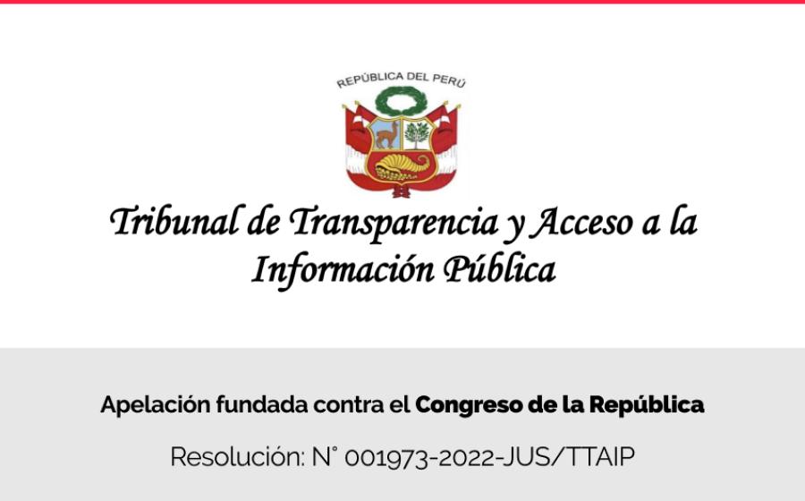 Tribunal de Transparencia declara fundada apelación de Centro Liber contra el Congreso de la República