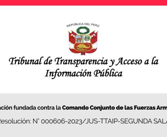 Tribunal de Transparencia declara fundada apelación de Centro Liber contra el Comando Conjunto de las Fuerzas Armadas